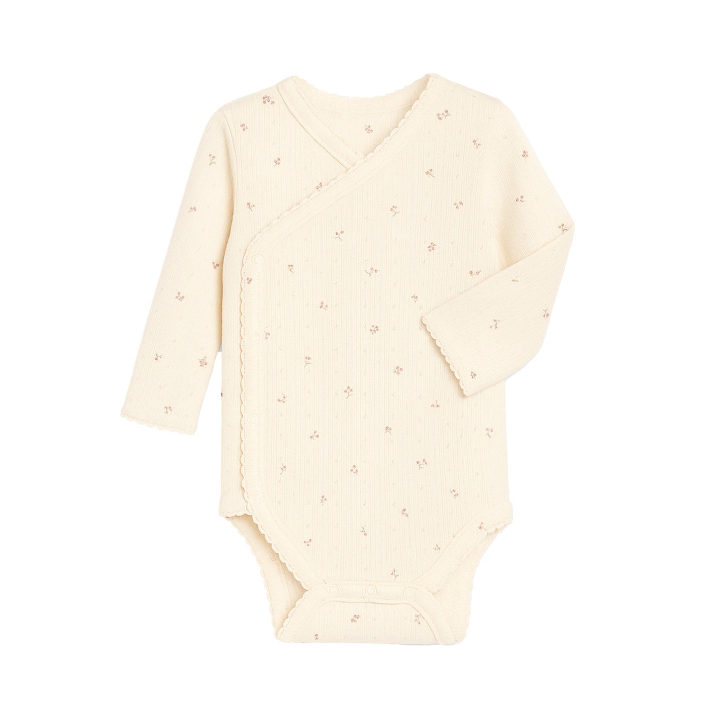 Hilda Geborstelde Pointelle Kimono Bodysuit met Lange Mouwen