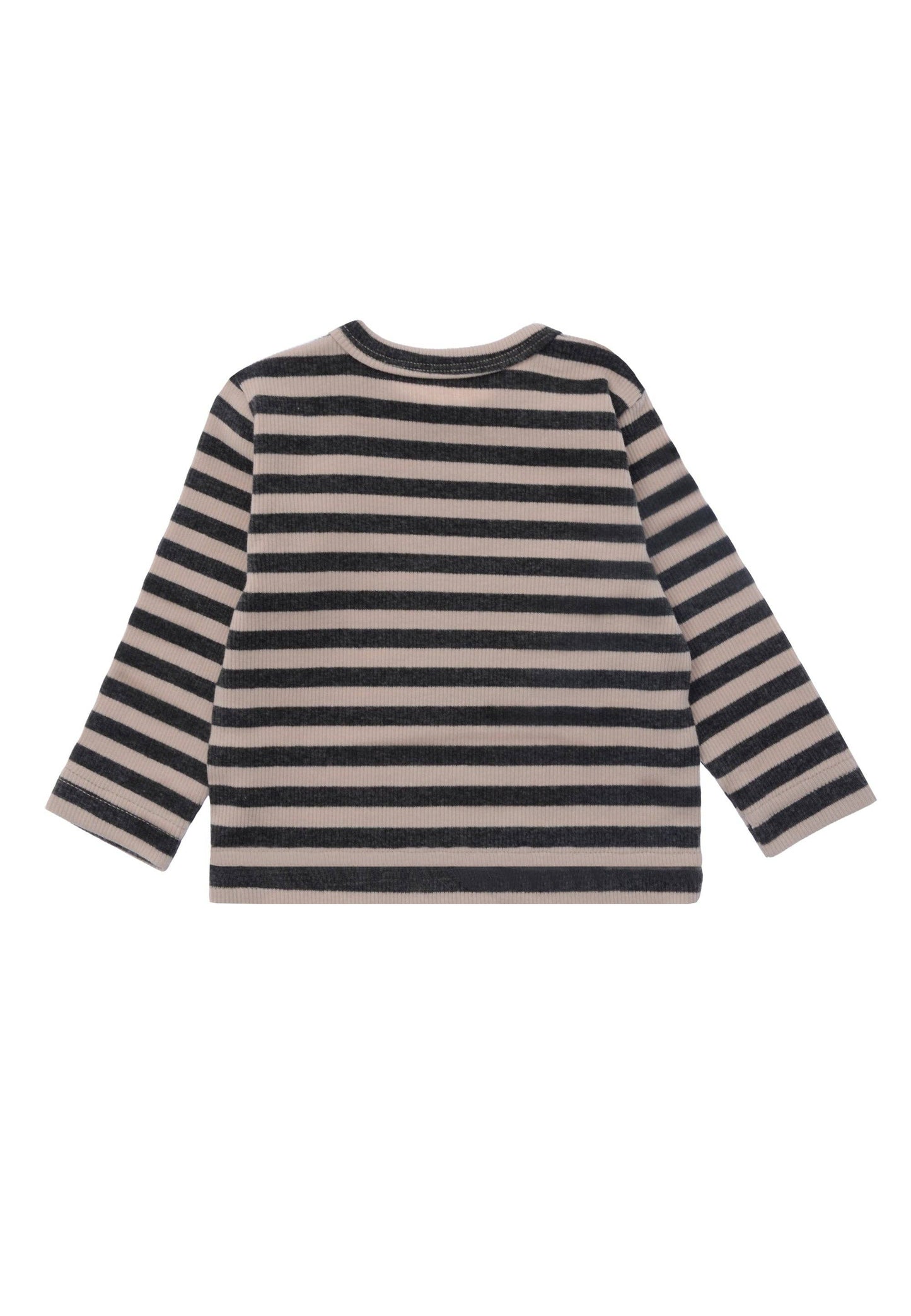 Langarmshirt in grijs gemêleerd-beige gestreept