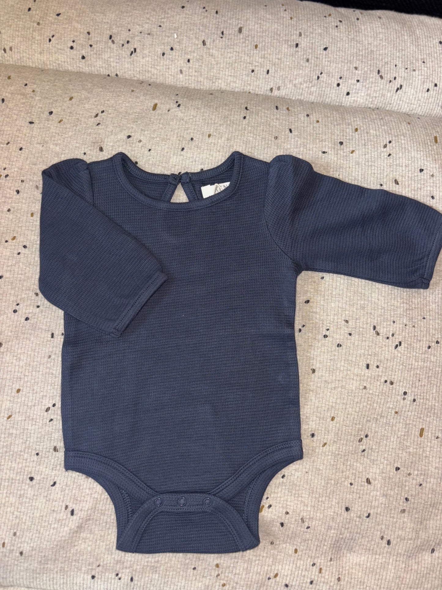 Jill Wafel Gebreide Lange Mouw Bodysuit