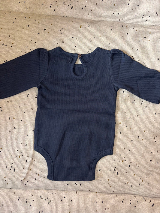 Jill Wafel Gebreide Lange Mouw Bodysuit