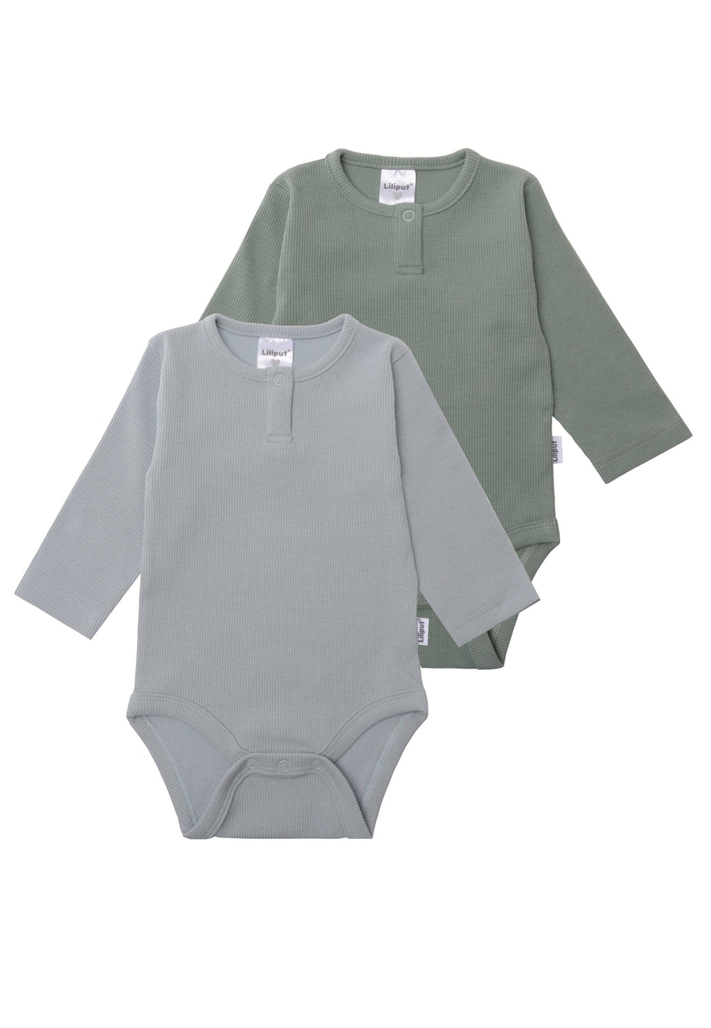 2-pack baby-ribrompers in blauw en riet