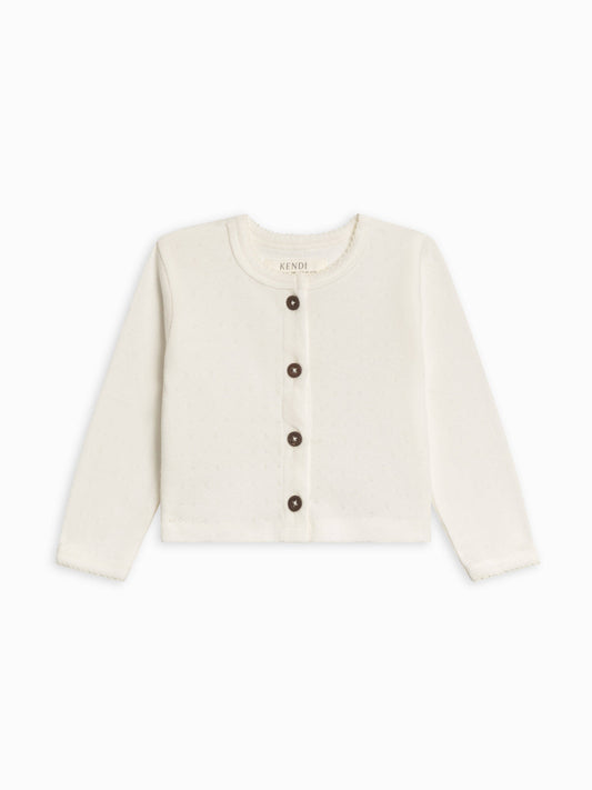 Clara Pointelle Vest met Knoopsluiting